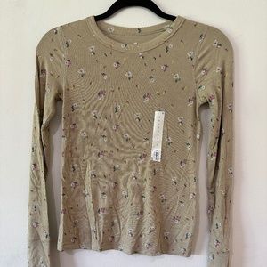 SO Flowers - Lime Green Long Sleeve Top - S